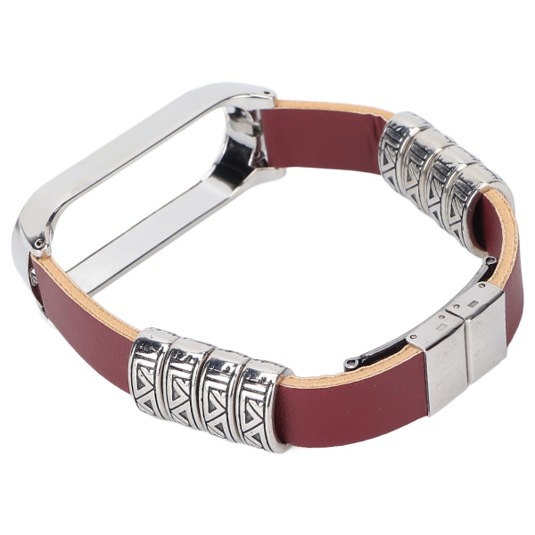 Retro Läder Armband för Xiaomi Mi Band 5/6 NFC Fashion Retro Läder Klockarmband