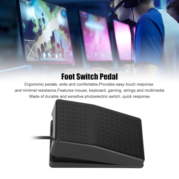 USB Fodpedal med høj følsomhed Multifunktionel Ergonomisk Enkelt Fodpedal med 2m Kabel til Computer