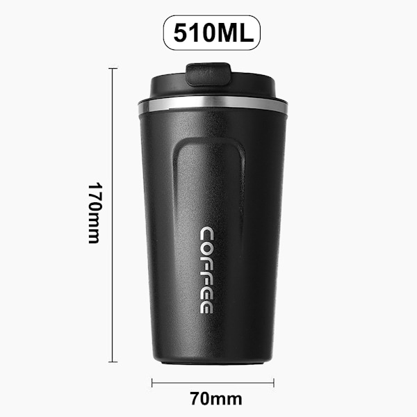Läckagesäker kaffekopp i rostfritt stål 530 ml, vakuumisolerad dubbelväggig återanvändbar kaffemugg med temperaturbevarande för varma och kalla drycker