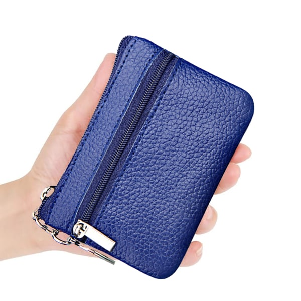 Dames äkta lädermyntbörs Mini Pouch Change Wallet med nyckelring