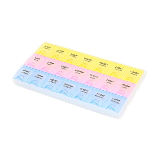 21 Compartment Weekly Pill Box Medicine Container Clear Case 7 Day Tablets Storage Organizer