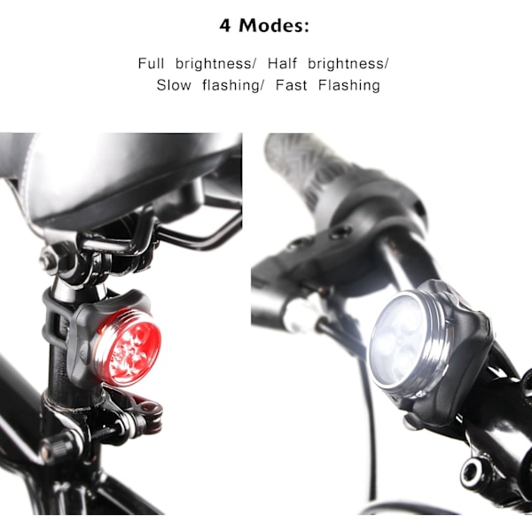 Avancerad Design Super Stark LED Cykelbelysning Set, Fyra Ljuslägen Snabb Blinkande Vattentätt Silikonfäste, Mångsidig Användning För Cykling Vandring Camping,