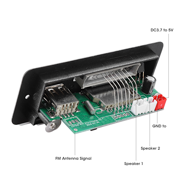 5V MP3 Audio Dekoder Modul USB FM Radio MP3 Dekodningstavle Musikafspiller med Effektforstærker