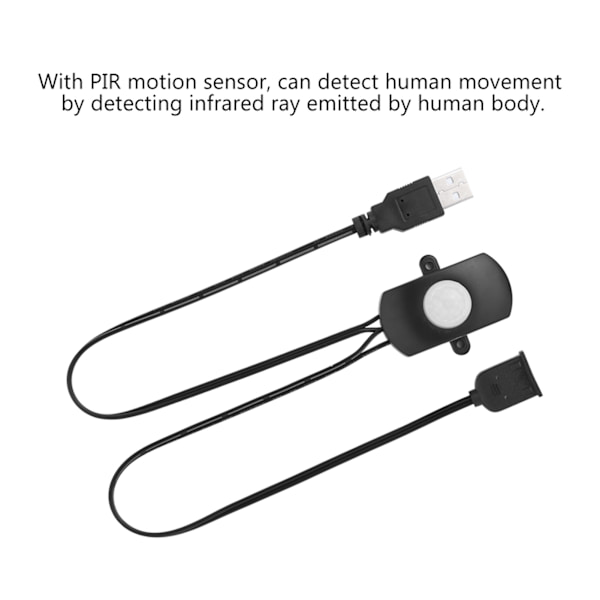 2A DC 5-24V PIR Infrarød Bevægelsessensor Detektor Automatisk Afbryder LED Strip USB Interface Sort