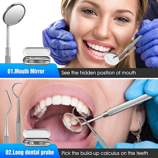 Premium Oral Care Collection, U-formad skrapa i rostfritt stål med ergonomisk design för optimal rengöring, Inkluderar dentala instrument & skyddande förvaring
