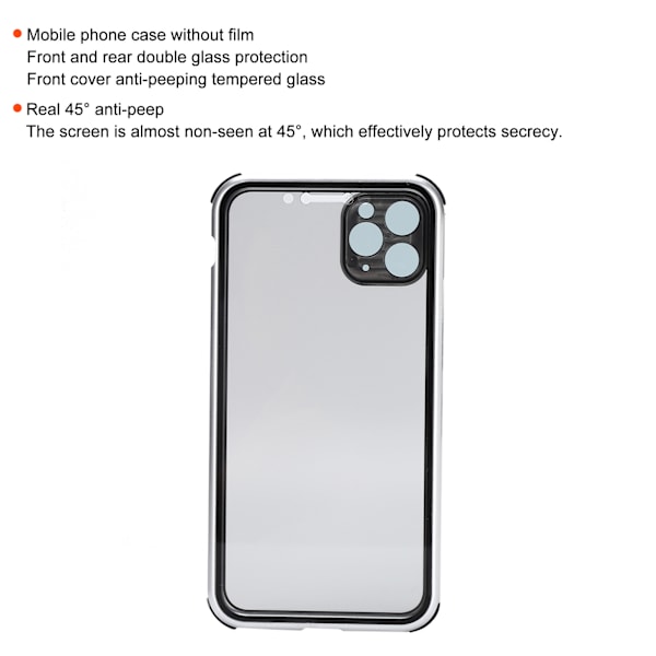 AntiPeep magneettinen adsorptio puhelimen kotelo Kaksinkertainen lasikansi iPhone 11 Pro Maxille