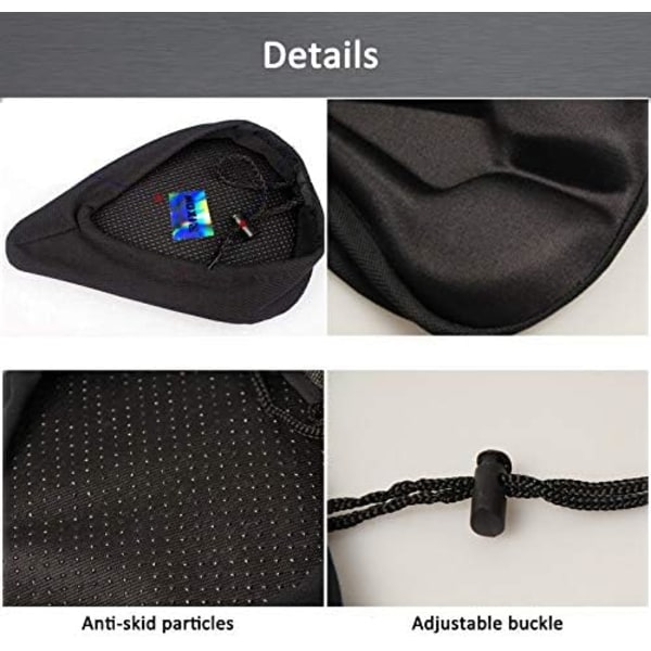 Ergonomiskt 3D Gel Cykelsadelöverdrag, Universell Passform För De Flesta Cyklar, Extra Mjuk Memory Foam Vaddering Med Andningsbart Lycra Tyg Och Halkskydd