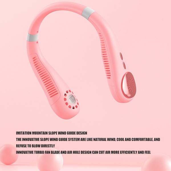 Innovativ Bladlös Halsfläkt för Män & Kvinnor, Uppladdningsbar Batteridriven, Tyst & Effektiv Kylning, för Utomhussporter & Inomhusarbete (Rosa)