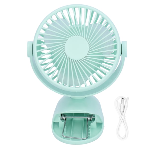 USB Mini Clip Fläkt Stark Vind 3 Blad Uppladdningsbar 4 Växlar Skrivbordskylfläkt CoolerGreen