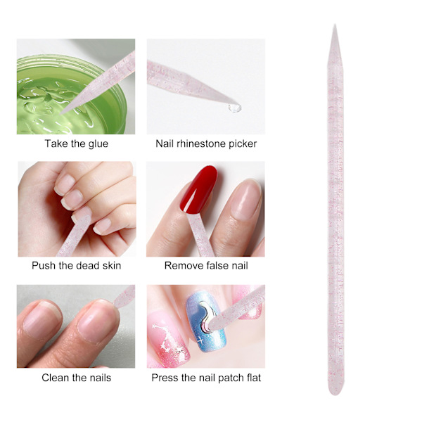 100 st engångs nagelbandsskrapa dubbelsidig nagelband manikyr pedikyrpinnar rosa