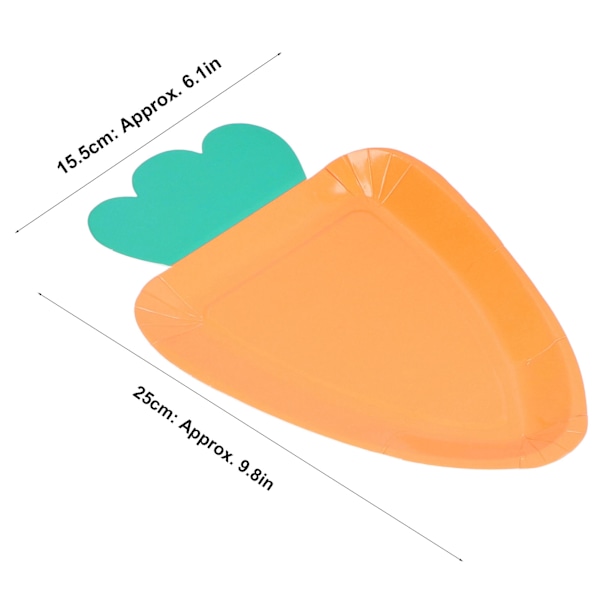 Komposterbart kvalitetspappersmaterial, morotsformade papperstallrikar för vårhelgsdekoration, mikrovågssäkra påskfesttillbehör, miljövänliga