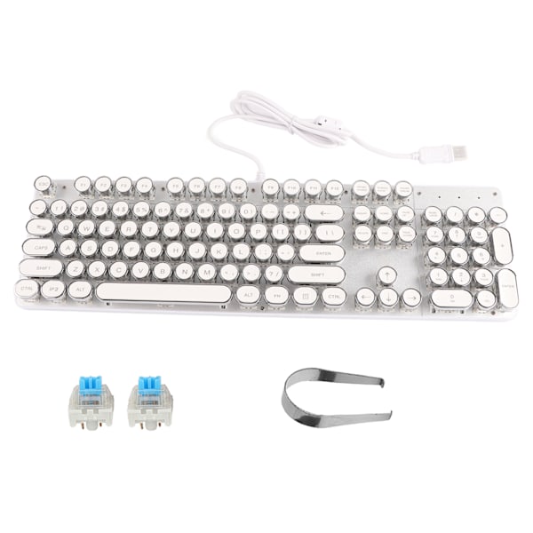 900‑5 Hvit Mekanisk Tastatur med Retro Runde Taster Datamaskindeler