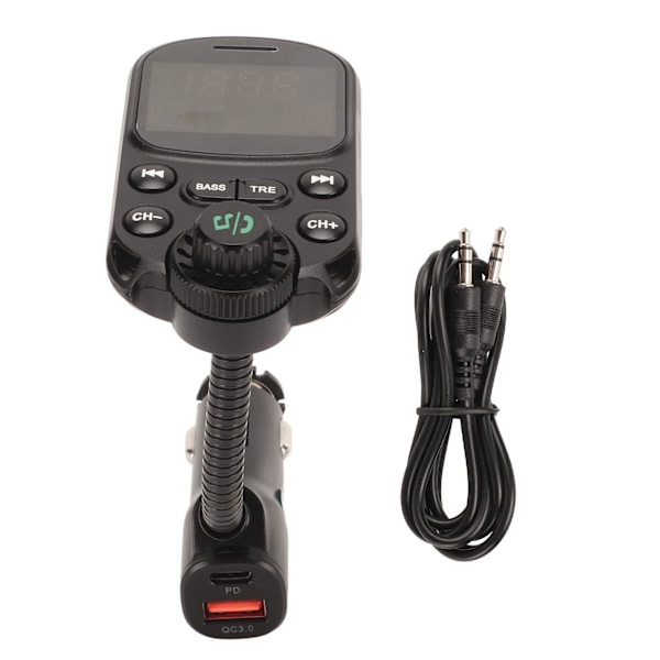 Bluetooth FM -lähetin Langaton radiosovitin Auton laturi Mp3-soitin Tukee PD30W QC18W Pikalatausta