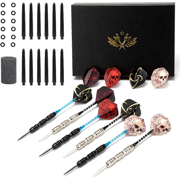 Dartset i stålspets, 12-pack, 22 gram med halkskyddat järnfat