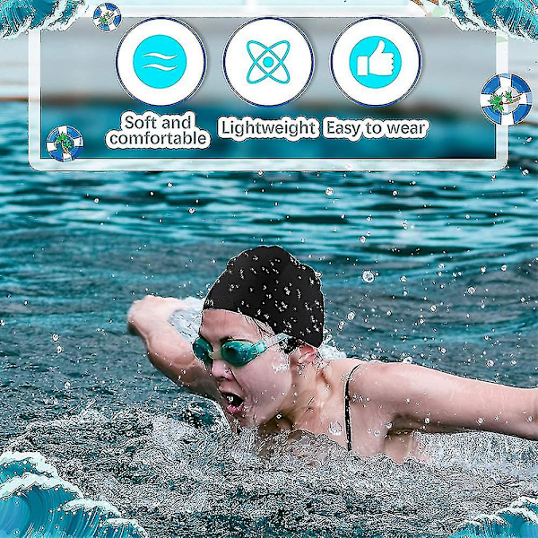 Öronskydd Badmössor, Vattentät Flexibel Badhatt för Män Kvinnor Barn, 3D Ergonomisk Öronficksdesign, Bra Elasticitet Silikon, Unisex
