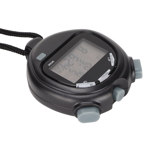 Digitalt stopur - Timer - Multifunktion - 3-linjers display - 100 omgange hukommelse - Nedtælling - 12/24 timers system - Sports stopur