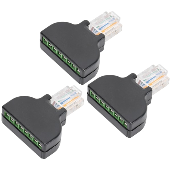 3 sett RJ45 hann til 8-pin skrueklemmekontakt adapterplugg jack for AV Digital