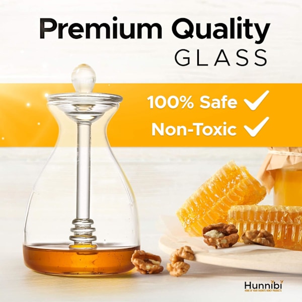 Handgjord Honungsburk, Glashonungsburk med Överlägsen Dosering och Elegant Honungsförvaring, Perfekt Omtänksam Gåva för Alla Tillfällen (414 ml)