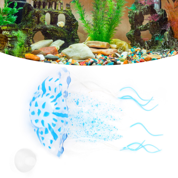 Akvarie Silikone Glødende Vandmænd Fisk Tank Float Landskab Ornament DekorationMedium Størrelse, Blå