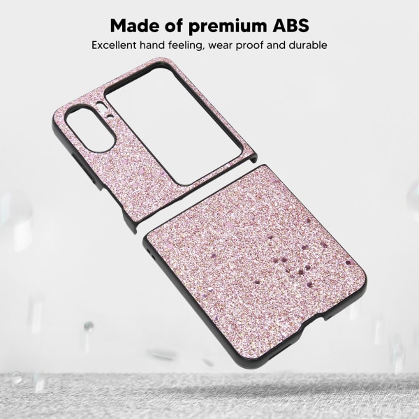 Fällbar telefonfodral ABS skyddande glänsande telefonfodral Anti-fall fodral för Find N2 Flip Rosa