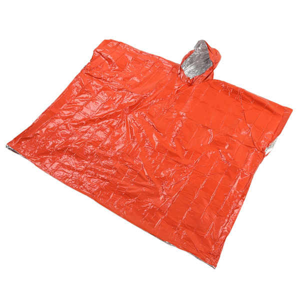 Mylar Rymdfilt Poncho, Återanvändbar för Nödsituationer, Utrustning för Utomhusbruk med 90% Kroppsvärmebevaring, Vattentätt och Vindtätt Skydd,