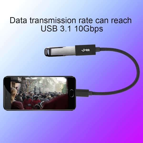 Mini bærbar ultralett 20 cm USB 3.1 Type-C til AF datakabel linje støtte OTG-funksjon