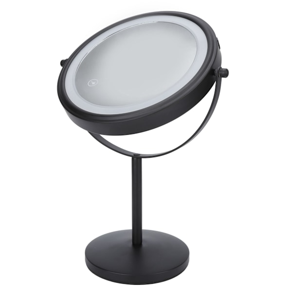 8 tum LED Sminkspegel Dubbelsidig 3X Förstorande Touch-omkopplare 360 Graders Roterande Spegel Svart