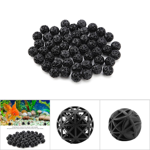 50 stk Bio Porøs Filter Biokjemisk Ball med Bomull Akvarium Dam Filter Material 26mm