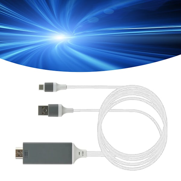 Adapterkabel Type C til High Definition Multimedia Interface-kabeladapter PVC-kobber til telefon, bærbar computer, hvid