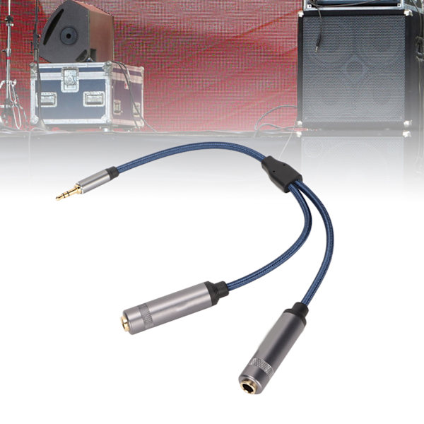 3,5 mm til 2 x 6,35 mm kabel Han Stereo TRS til Hun TS Y-splitter kabel til PC 0,3 m/1 fod