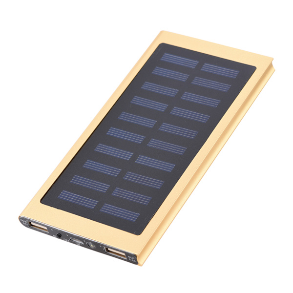 10000mAh Dual USB Bærbar Hurtigopladning Sol Mobil Powerbank Metal Case DIY Kit Guld