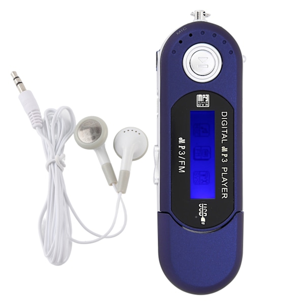 Bærbar musik MP3 USB-afspiller med LCD-skærm FM-radio stemme hukommelseskort blå