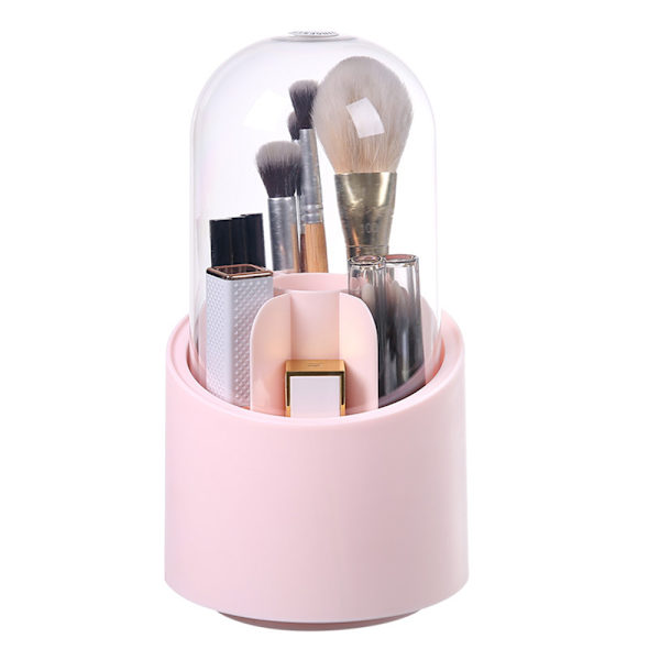 Makeup børsteholder organizer med låg, roterende støvtæt makeup børstebeholder