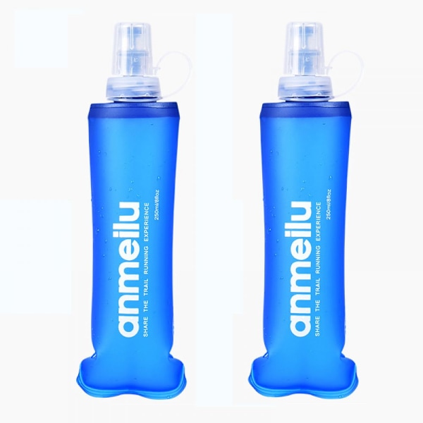 Vätskebehållare för löpning, vandring, cykling, BPA-fri TPU-material mjuk flaska, hopfällbar vattenflaska för utomhussporter (250 ml, Optimal)
