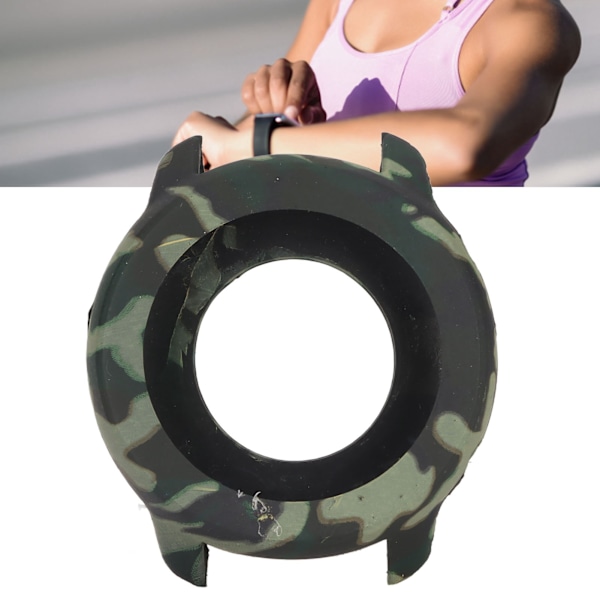 Mjukt silikonskal för klocka, stötfångare, skyddande skal, fulltäckande ram för Amazfit GTR 3/3 PRO, kamouflage grön