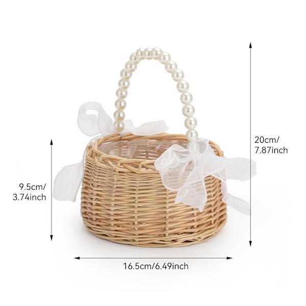 1 stk. Perlepose Tiny Rattan Kurv Sommer Flet Kurv Perlepose Flet Picnic Flettet Kurv Slik Bryllup Mad Kurv