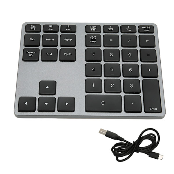 Trådløst talltastatur 35 taster Scissor Switch BT5.0 Aluminium Alloy Case Numerisk tastatur for stasjonær bærbar PC nettbrett