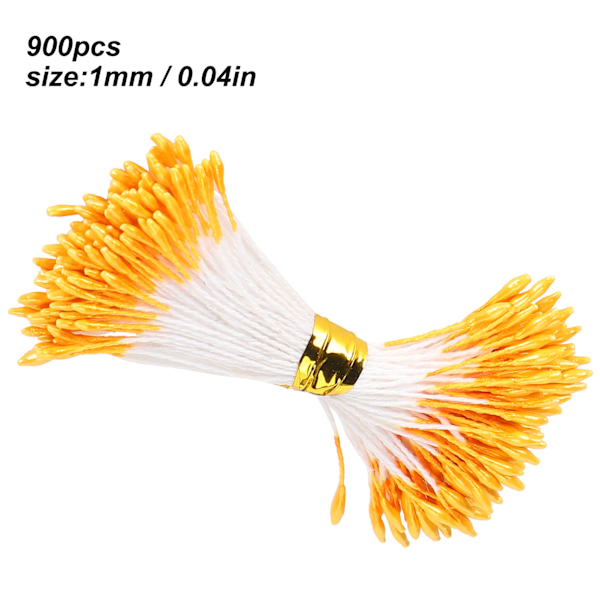 900 stk kunstig pollen gips oransje farge dobbel ende simulering bukett lage tilbehør (1 mm (14 #))