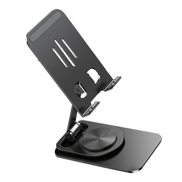 Telefonholder 360° Rotation Højdejusterbar Foldbar Bærbar Metal Skrivebord Telefon Dock Holder til Telefon Tablet Sort