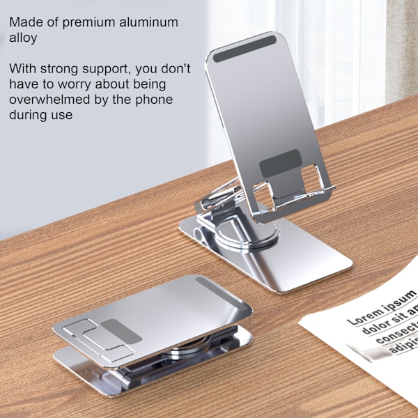 Hopfällbart mobiltelefonstativ i aluminiumlegering, roterbart skrivbordsstativ för surfplattor och alla telefoner