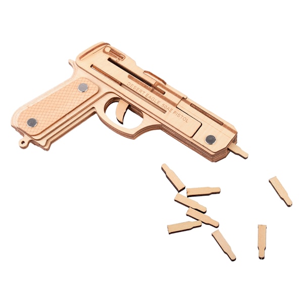 3D Trä Gummiband Pistol Pussel Leksak DIY Handgjord Modell Barn Träslöjd Monteringssats