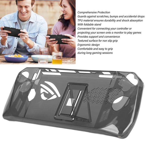 Pelikonsolin läpinäkyvä kotelo iskunkestävä estää liukumisen TPU-suojakuori pidikkeellä ASUS ROG Ally Handheld 2023
