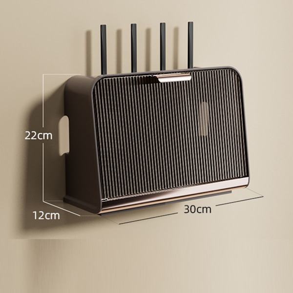 Kaffefärgad stor väggmonterad WIFI-router förvaringslåda med stor kapacitet, 30x12x22 cm, kabelorganiserare för hemmet