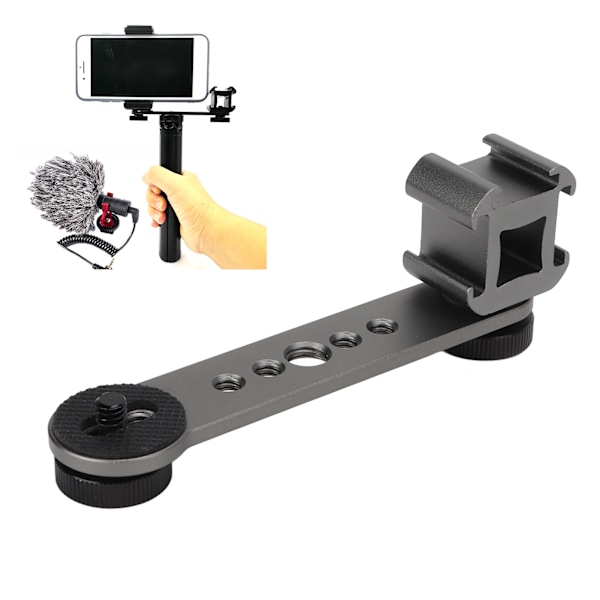 Trippel kallskoförlängningsfäste i aluminiumlegering, mikrofonstativfästeadapter för stativ, monopod, stabilisator, mörkgrå