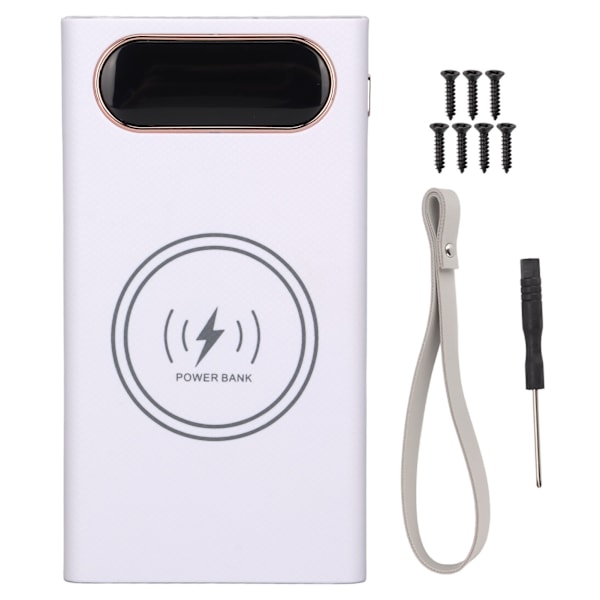 L12 Hurtiglading Edition DIY Power Bank Kit 12 18650 Batteriboks 22.5W Kablet med 15W TrådløsHvit
