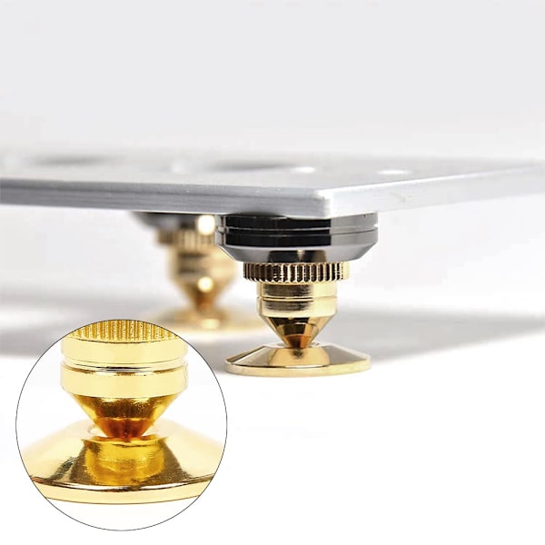 8 Set Guldförgyllda Högtalarspikar, Högtalarstativ, HiFi Högtalarljudförstärkare DAC CD Isolationsstativ Konfötter Stötsäker Basplatta med