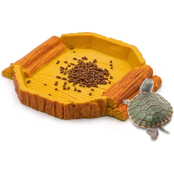 Ljusgul Reptil Resin Maträtt, Lätt att Rengöra Grund Reptilmatare för Ditt Terrarium, Perfekt för Att Mata Reptiler Som Kameleonter