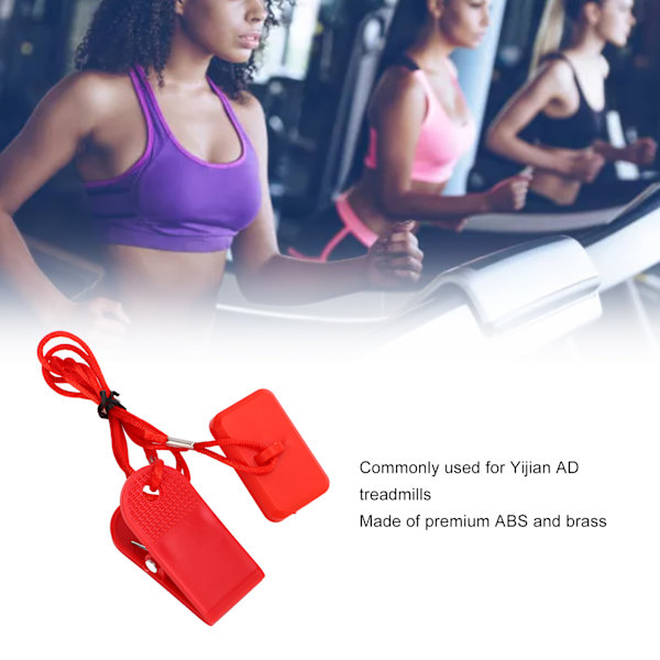 2 stk. sikkerhetsbryter for tredemølle, rektangulær innlegg i ABS og messing, sikkerhetslås for tredemølle for Yijian AD Gym