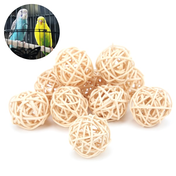 Sepak Takraw -lelu, luonnollinen väri, rottinki, turvallinen ja vaaraton papukaija, pieneläinten pureskelulelu papukaijalle, 3 cm