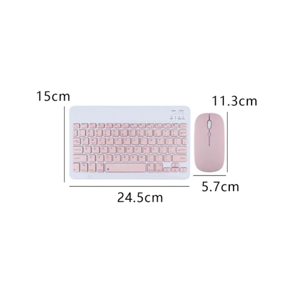 Trådlöst Bluetooth Tangentbord & Mus Combo, Ultratunn Design för Bred Kompatibilitet & Stabil Bluetooth-anslutning (Rosa)